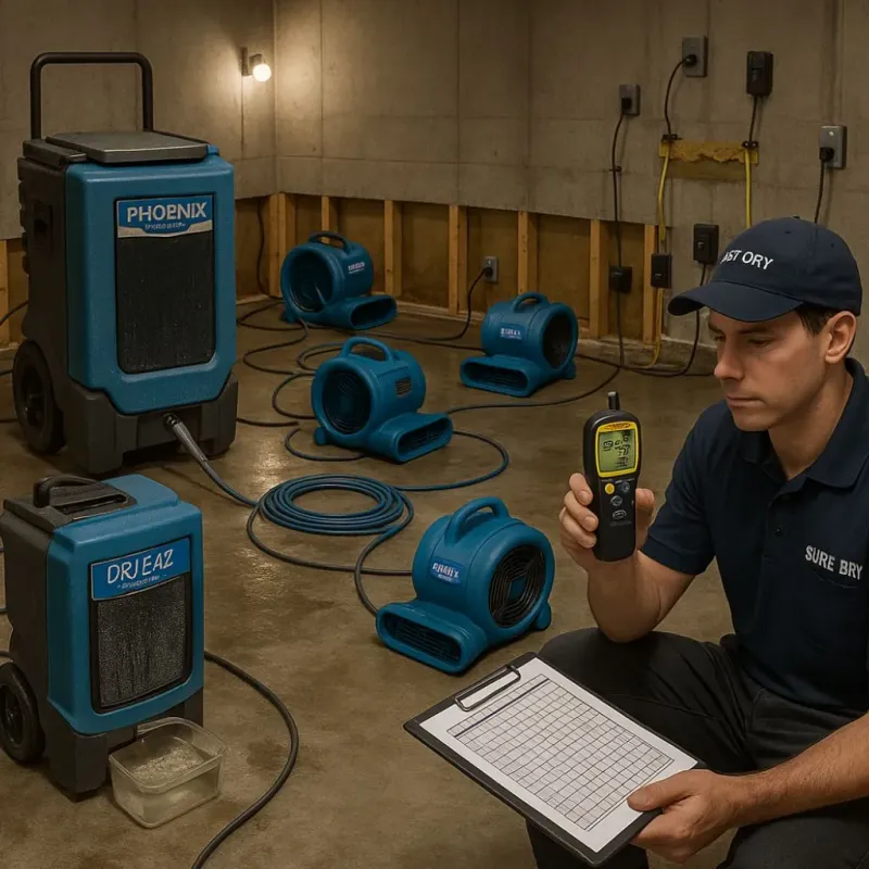 Structural Drying and Dehumidification process in Midway, NC